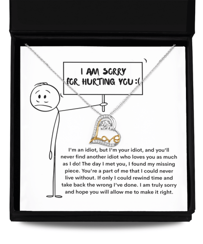 Apology Gift for Girlfriend, Wife, Soulmate - Sorry, Missing Piece - Love Dancing Heart Pendant Necklace - Mallard Moon Gift Shop