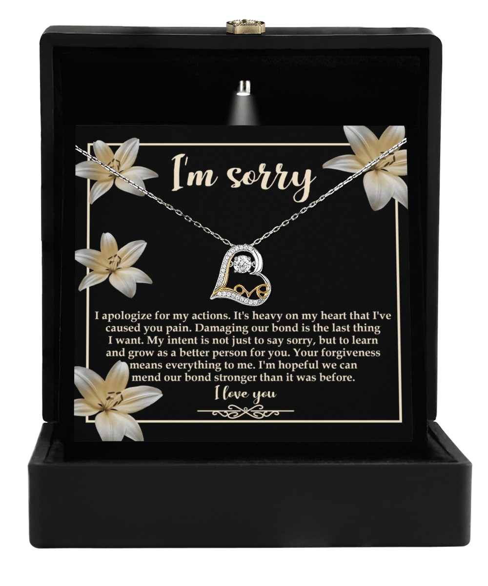 Apology Gift for Girlfriend, Wife, Soulmate - Sorry, The Last Thing - Love Dancing Heart Pendant Necklace - Mallard Moon Gift Shop