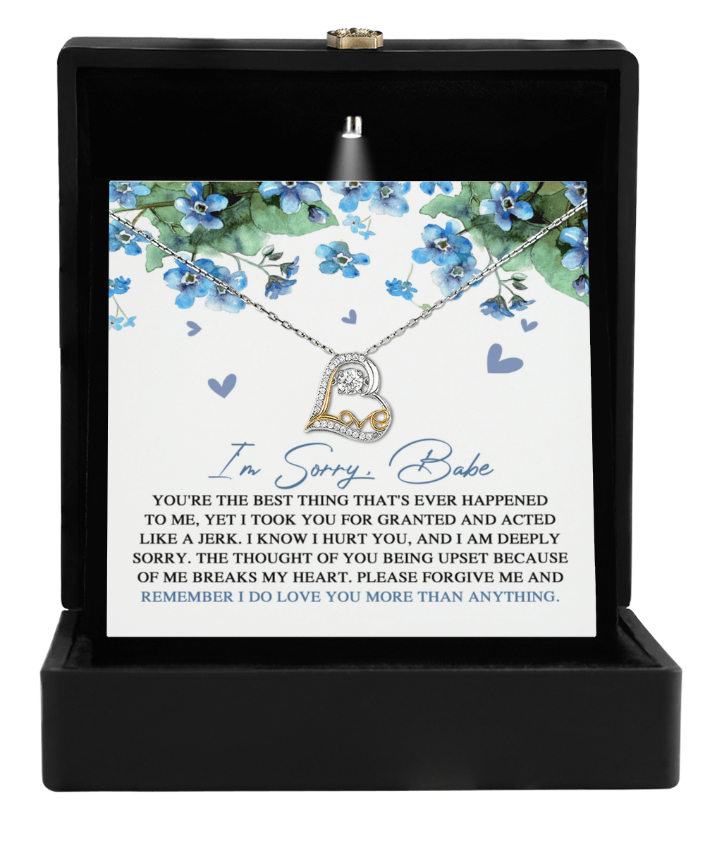 Apology Gift for Girlfriend, Wife, Soulmate - Sorry, More Than Anything - Love Dancing Heart Pendant Necklace - Mallard Moon Gift Shop