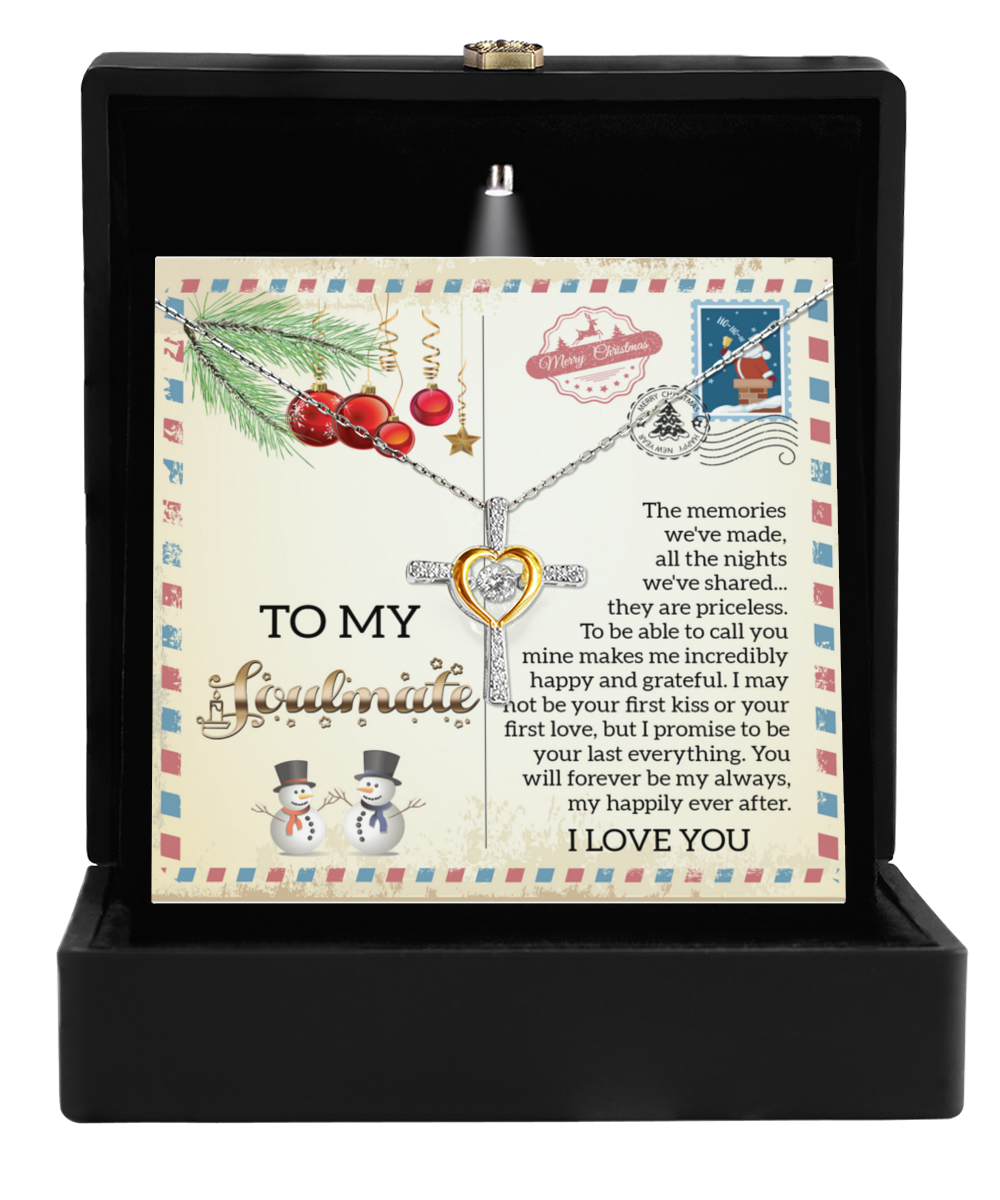 Soulmate, Wife, Girlfriend Romantic Gift - Last Everything -  Dancing Cross Pendant Necklace - Mallard Moon Gift Shop