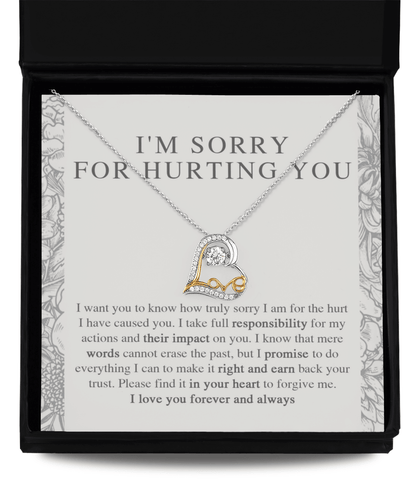 Apology Gift - I'm Sorry, I Promise to Do Everything - Love Dancing Heart Pendant Necklace - Mallard Moon Gift Shop
