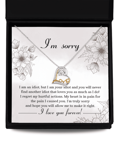 Apology Gift for Her - Sorry For The Pain I Caused You - Love Dancing Heart Pendant Necklace - Mallard Moon Gift Shop