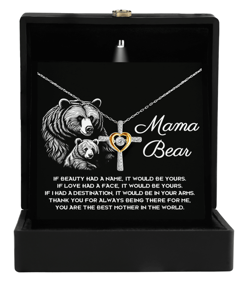 To My Mama Bear My Destination is In Your Arms Cross Pendant Necklace - Mallard Moon Gift Shop