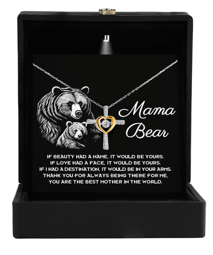 To My Mama Bear My Destination is In Your Arms Cross Pendant Necklace - Mallard Moon Gift Shop