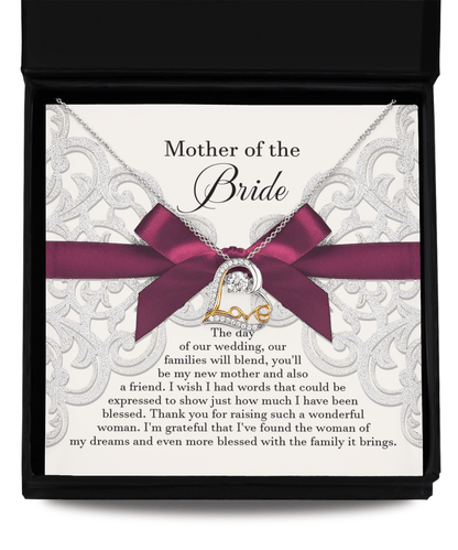 Mother of the Bride Wedding Day Gift Our Families Will Blend Love Dancing Heart Pendant Necklace - Mallard Moon Gift Shop