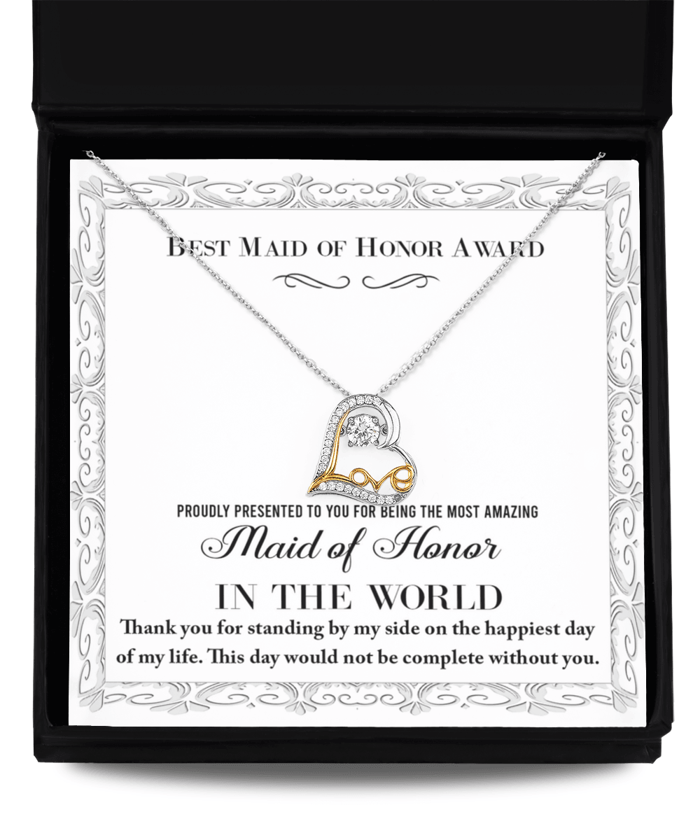 Maid of Honor Wedding Day Gift -Thank You Happiest Day Of My Life - Love Dancing Love Pendant Necklace - Mallard Moon Gift Shop