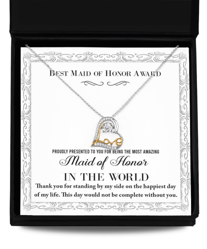 Maid of Honor Wedding Day Gift -Thank You Happiest Day Of My Life - Love Dancing Love Pendant Necklace - Mallard Moon Gift Shop