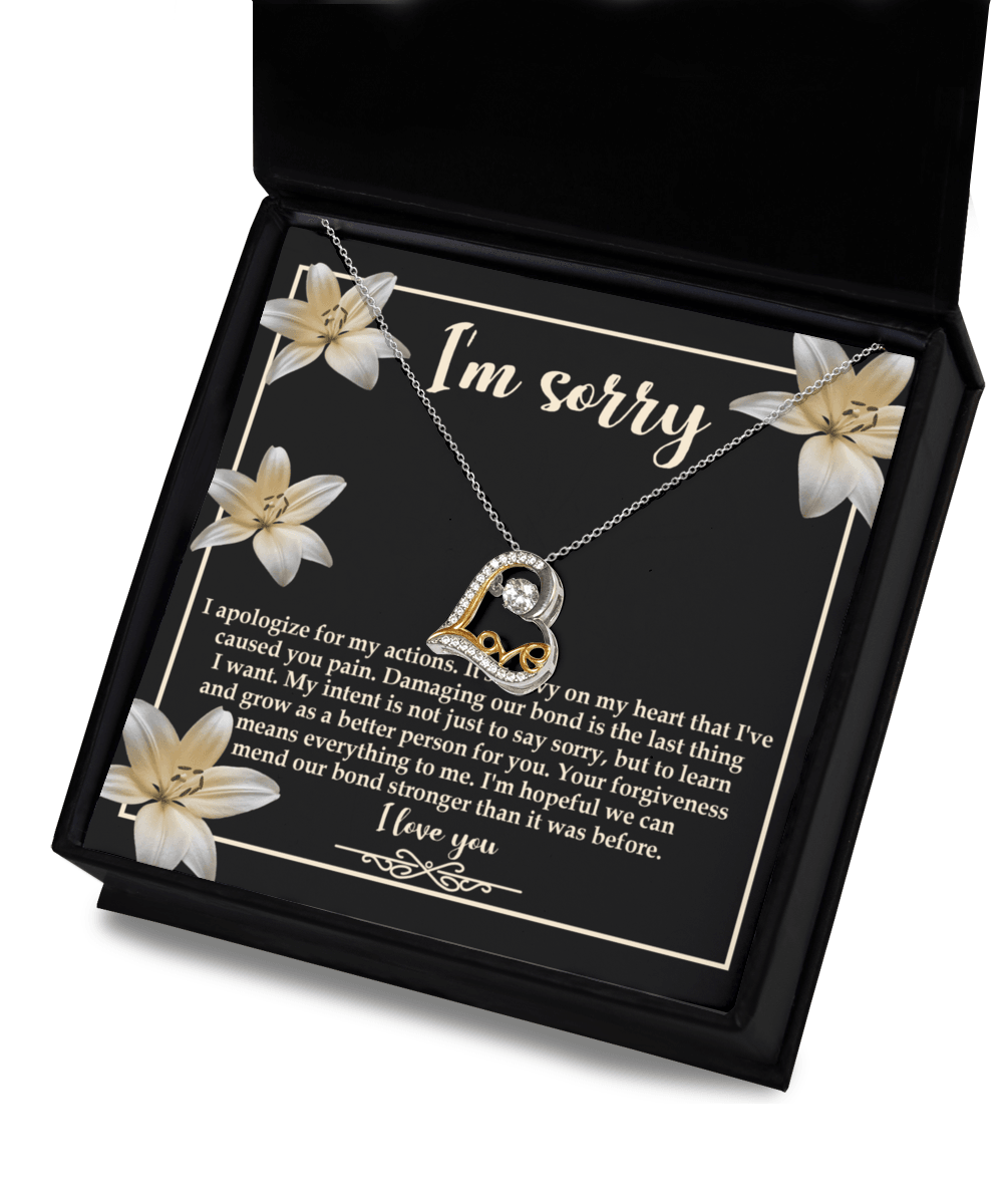 Apology Gift for Girlfriend, Wife, Soulmate - Sorry, The Last Thing - Love Dancing Heart Pendant Necklace - Mallard Moon Gift Shop