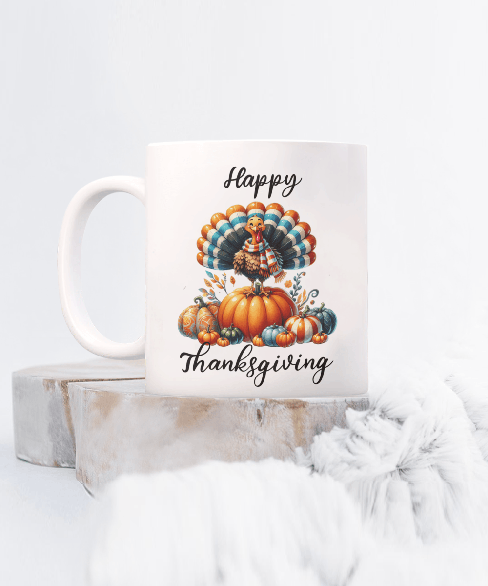 Happy Thanksgiving Ceramic Mug – Perfect for Holiday Cheer! - Mallard Moon Gift Shop