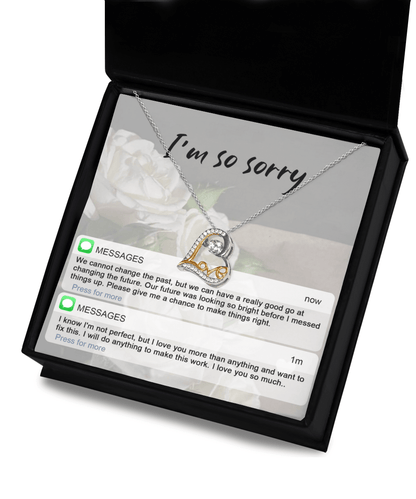Apology Gift for Girlfriend, Wife, Soulmate - Sorry, I'm Not Perfect - Love Heart Pendant Necklace - Mallard Moon Gift Shop