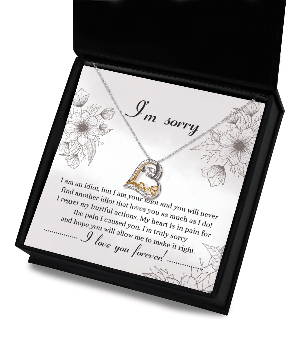 Apology Gift for Her - Sorry For The Pain I Caused You - Love Dancing Heart Pendant Necklace - Mallard Moon Gift Shop