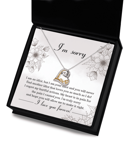 Apology Gift for Her - Sorry For The Pain I Caused You - Love Dancing Heart Pendant Necklace - Mallard Moon Gift Shop