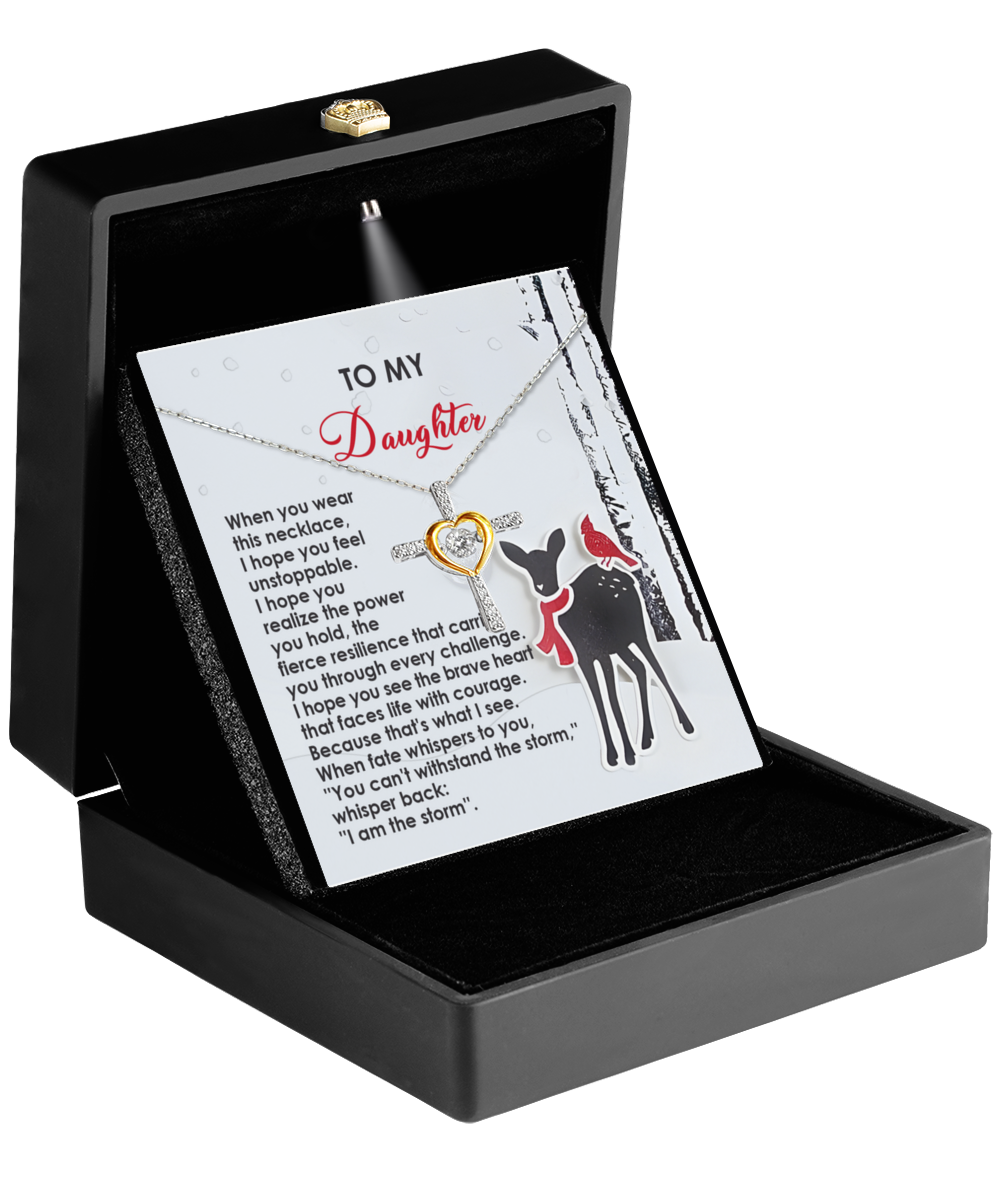Daughter Heartfelt Gift- Every Challenge - Dancing Cross Pendant Necklace - Mallard Moon Gift Shop