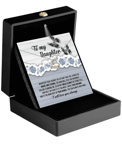 Daughter Wedding Day, Graduation, Birthday Gift - Chase Your Dreams Always Have My Wings - Love Dancing Heart Pendant Necklace - Mallard Moon Gift Shop