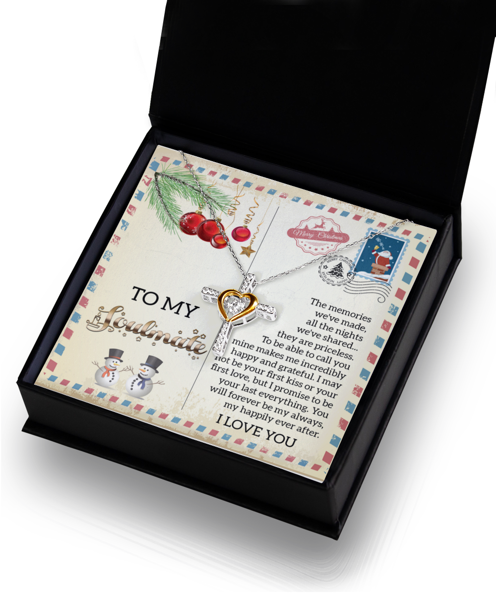 Soulmate, Wife, Girlfriend Romantic Gift - Last Everything -  Dancing Cross Pendant Necklace - Mallard Moon Gift Shop