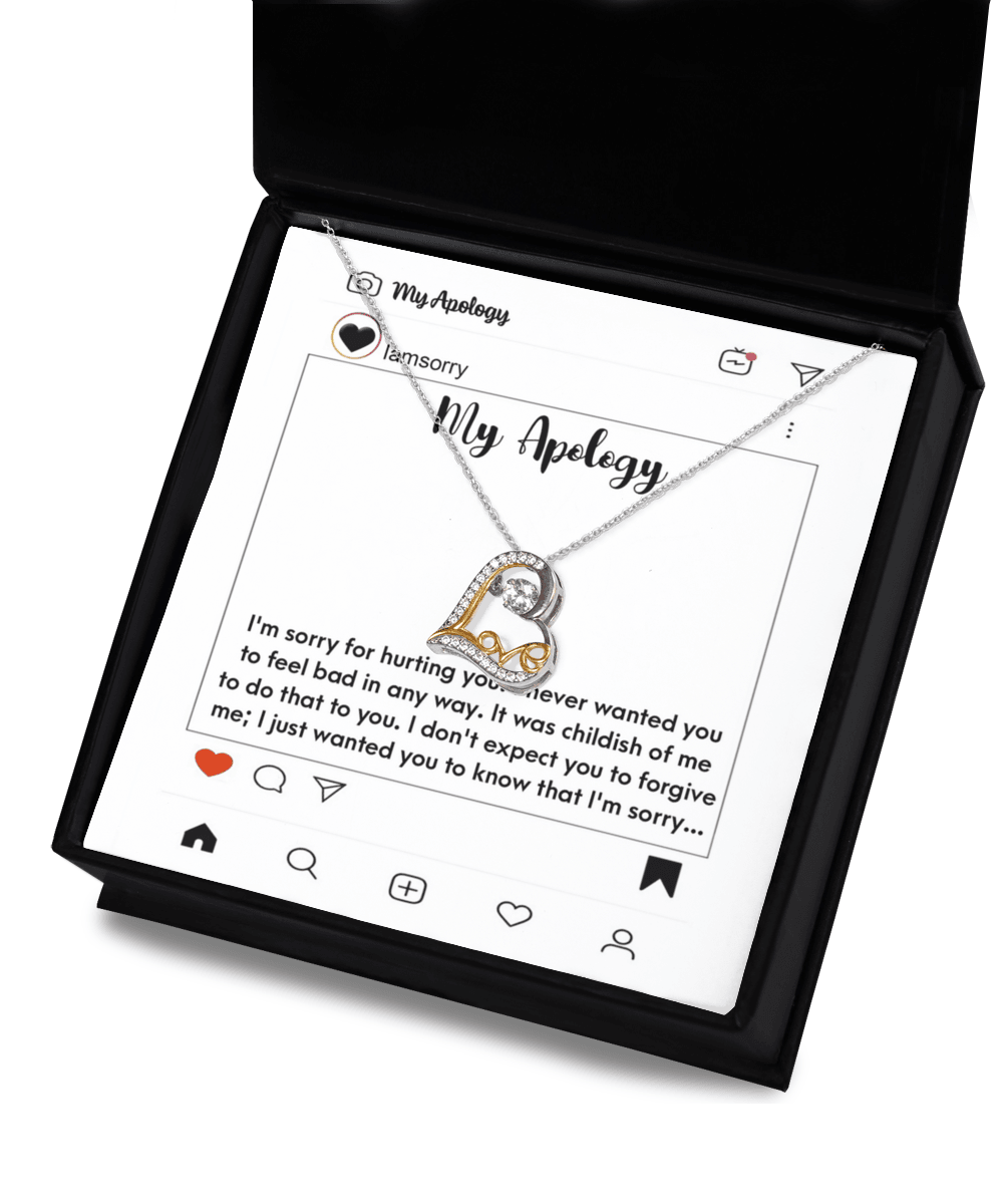 Apology Gift for Girlfriend, Wife, Soulmate - I'm Sorry for Hurting You - Love Heart Pendant Necklace - Mallard Moon Gift Shop