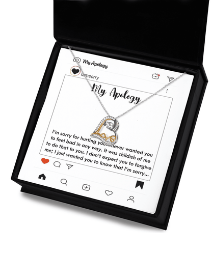 Apology Gift for Girlfriend, Wife, Soulmate - I'm Sorry for Hurting You - Love Heart Pendant Necklace - Mallard Moon Gift Shop