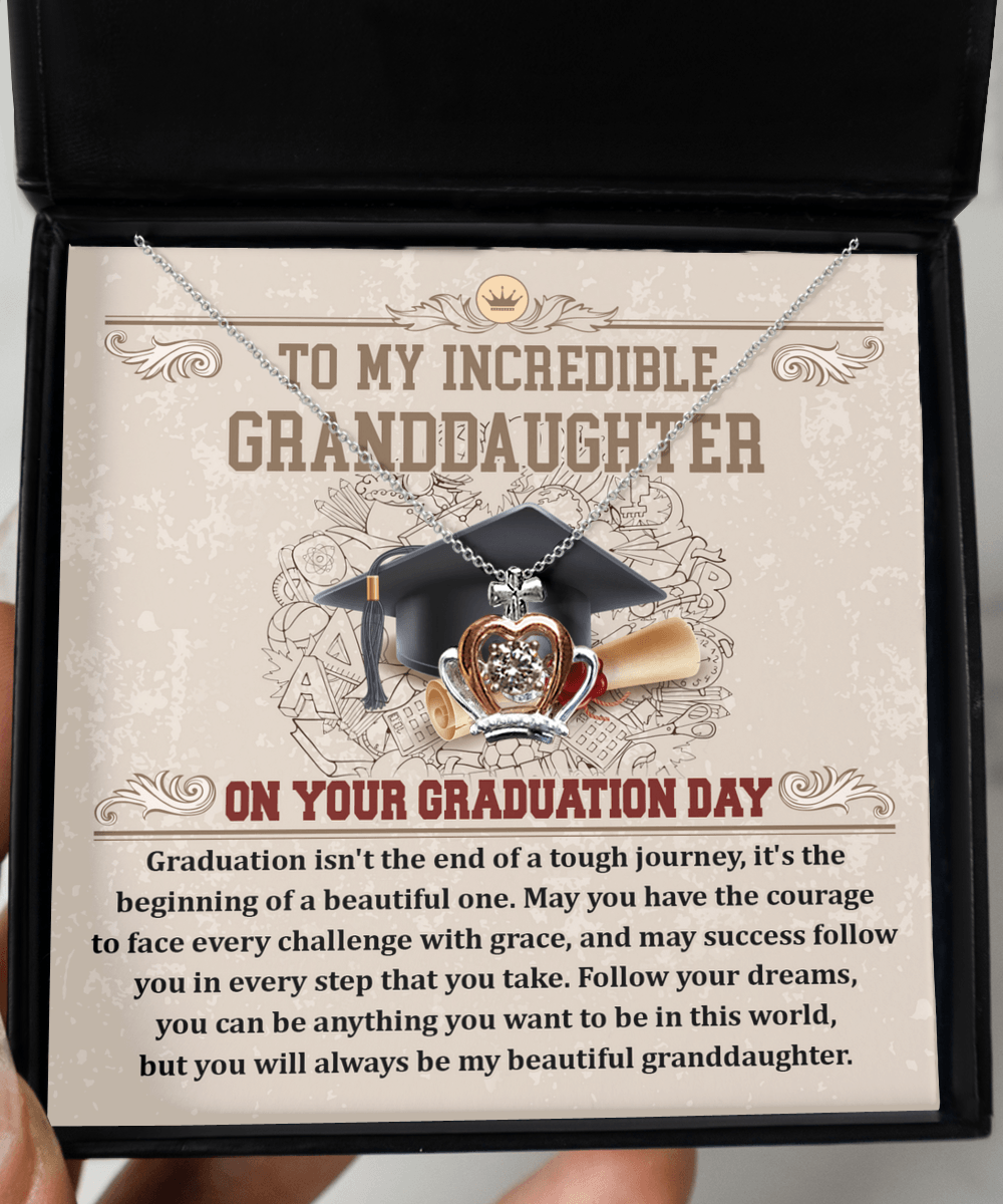 Granddaughter Graduation Gift Follow Your Dreams Crown Pendant Necklace - Mallard Moon Gift Shop