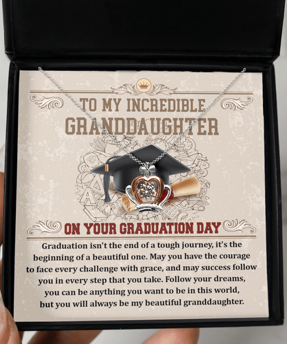 Granddaughter Graduation Gift Follow Your Dreams Crown Pendant Necklace - Mallard Moon Gift Shop