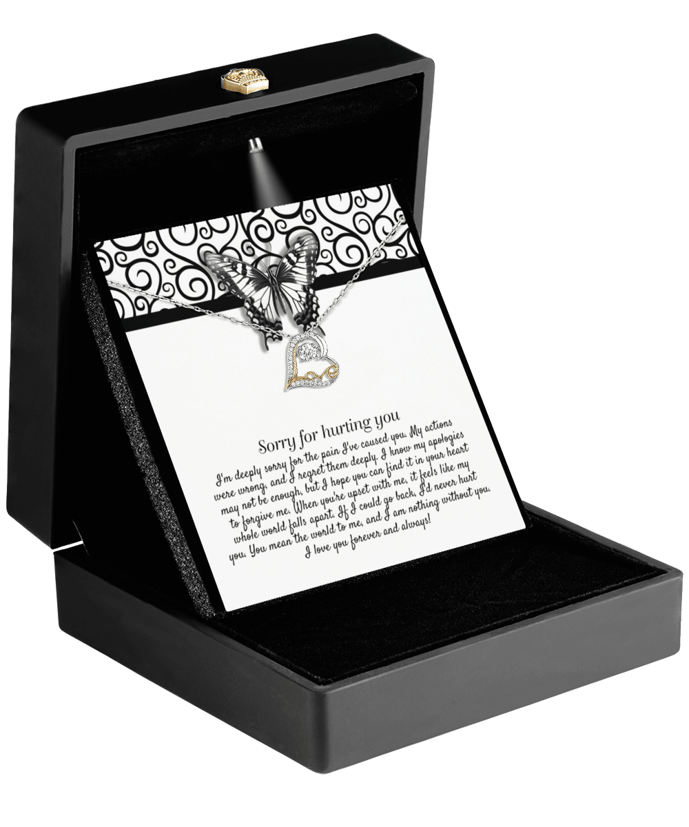 Apology Gift - Sorry for Hurting You - I am Nothing Without You - Love Dancing Heart Pendant Necklace - Mallard Moon Gift Shop