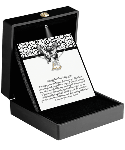Apology Gift - Sorry for Hurting You - I am Nothing Without You - Love Dancing Heart Pendant Necklace - Mallard Moon Gift Shop