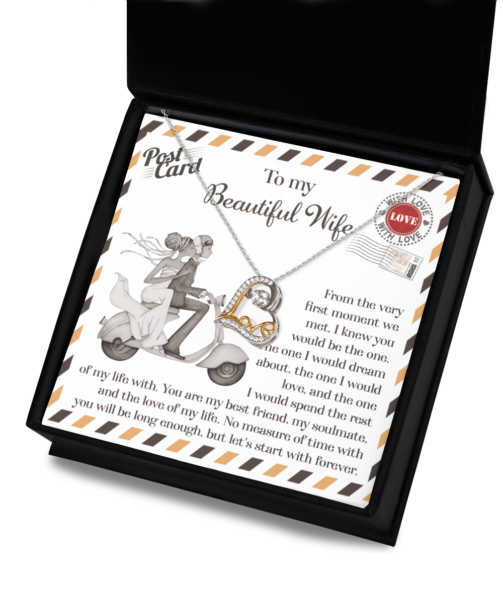 Wife Wedding Gift I Knew You Would Be The One Love Dancing Heart Pendant Necklace Bride Gift from Groom - Mallard Moon Gift Shop