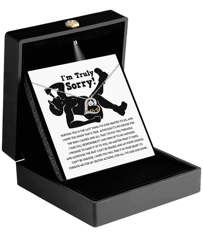 Apology Gift for Girlfriend, Wife, Soulmate - Sorry, Selfish Actions - Love Dancing Heart Pendant Necklace - Mallard Moon Gift Shop