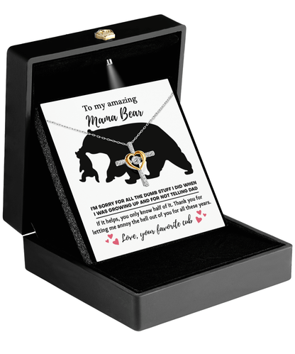 To My Amazing Mama Bear Thanks for Not Telling Dad Cross Pendant Necklace - Mallard Moon Gift Shop