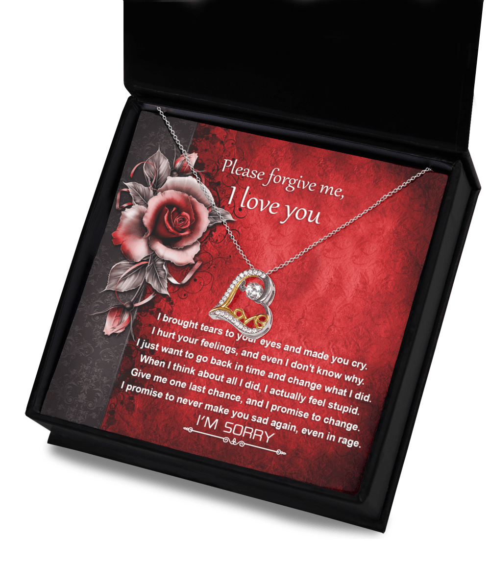 Apology Gift for Girlfriend, Wife, Soulmate - Sorry, One Last Chance - Love Dancing Heart Pendant Necklace - Mallard Moon Gift Shop