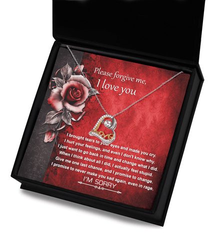 Apology Gift for Girlfriend, Wife, Soulmate - Sorry, One Last Chance - Love Dancing Heart Pendant Necklace - Mallard Moon Gift Shop