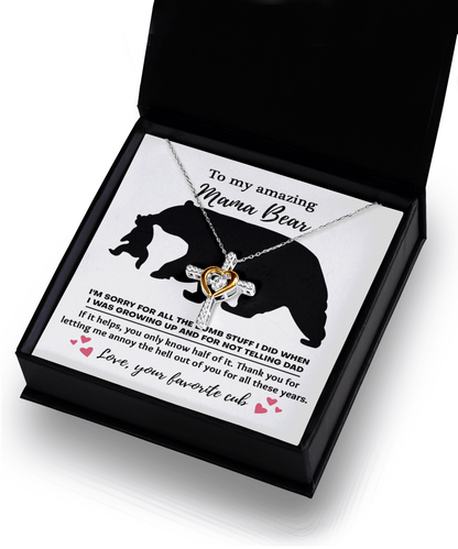 To My Amazing Mama Bear Thanks for Not Telling Dad Cross Pendant Necklace - Mallard Moon Gift Shop