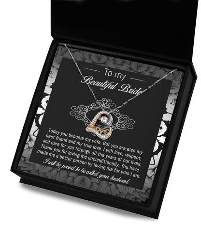 Bride Wedding Day Gift - My True Love - Love Dancing Heart Pendant Necklace - Mallard Moon Gift Shop