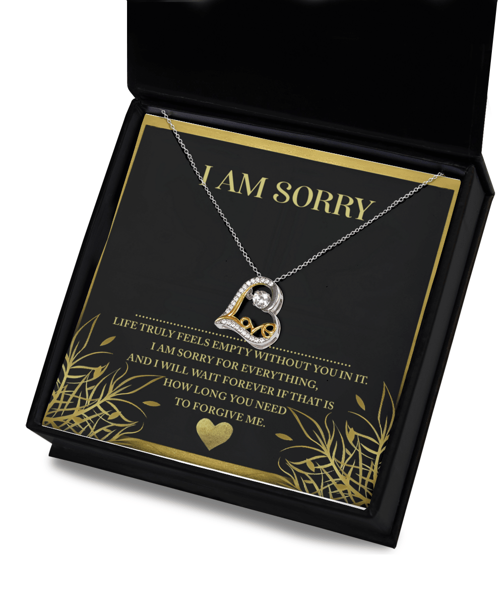 Apology Gift for Girlfriend, Wife, Soulmate - Sorry, Without You - Love Dancing Heart Pendant Necklace - Mallard Moon Gift Shop