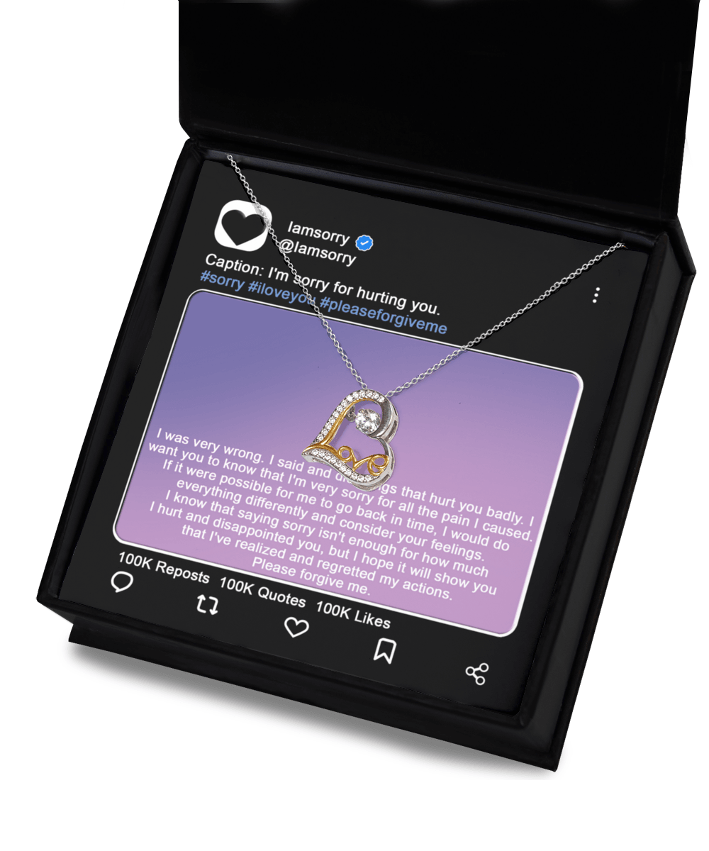 Apology Gift for Girlfriend, Wife, Soulmate - Sorry, Hurt You Badly - Love Heart Pendant Necklace - Mallard Moon Gift Shop