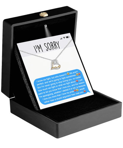 Apology Gift for Girlfriend, Wife, Soulmate - Sorry, Stupid Argument - Love Dancing Heart Pendant Necklace - Mallard Moon Gift Shop