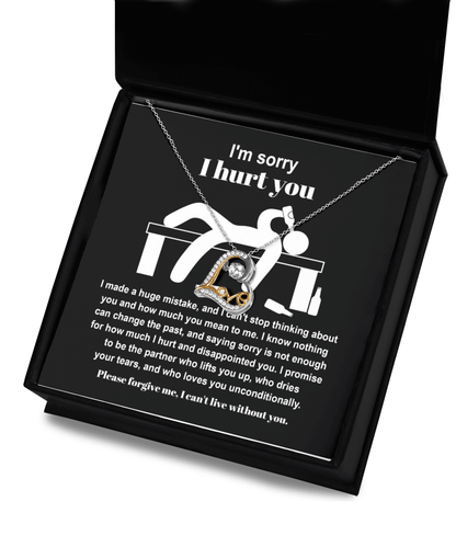 Apology Gift for Girlfriend, Wife, Soulmate - Sorry, Nothing Can Change The Past  - Love Dancing Heart Pendant Necklace - Mallard Moon Gift Shop