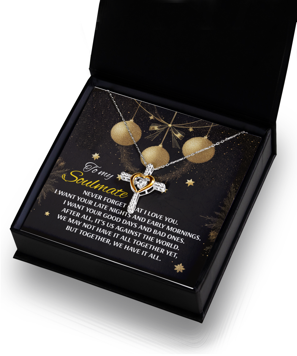 Soulmate, Wife, Girlfriend Romantic Gift - Have It All - Dancing Cross Pendant Necklace - Mallard Moon Gift Shop