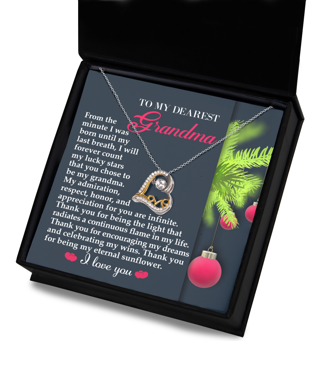 To My Dearest Grandma - I Count My Lucky Stars Love Dancing Heart Pendant Necklace - Mallard Moon Gift Shop