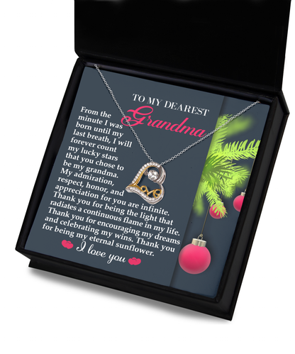 To My Dearest Grandma - I Count My Lucky Stars Love Dancing Heart Pendant Necklace - Mallard Moon Gift Shop