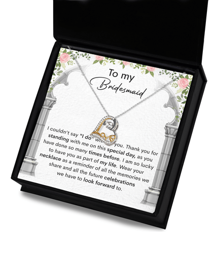 Bridesmaid Gift Thank You for Standing With Me On My Wedding Day Love Dancing Heart Pendant Necklace - Mallard Moon Gift Shop