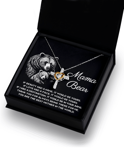 To My Mama Bear My Destination is In Your Arms Cross Pendant Necklace - Mallard Moon Gift Shop
