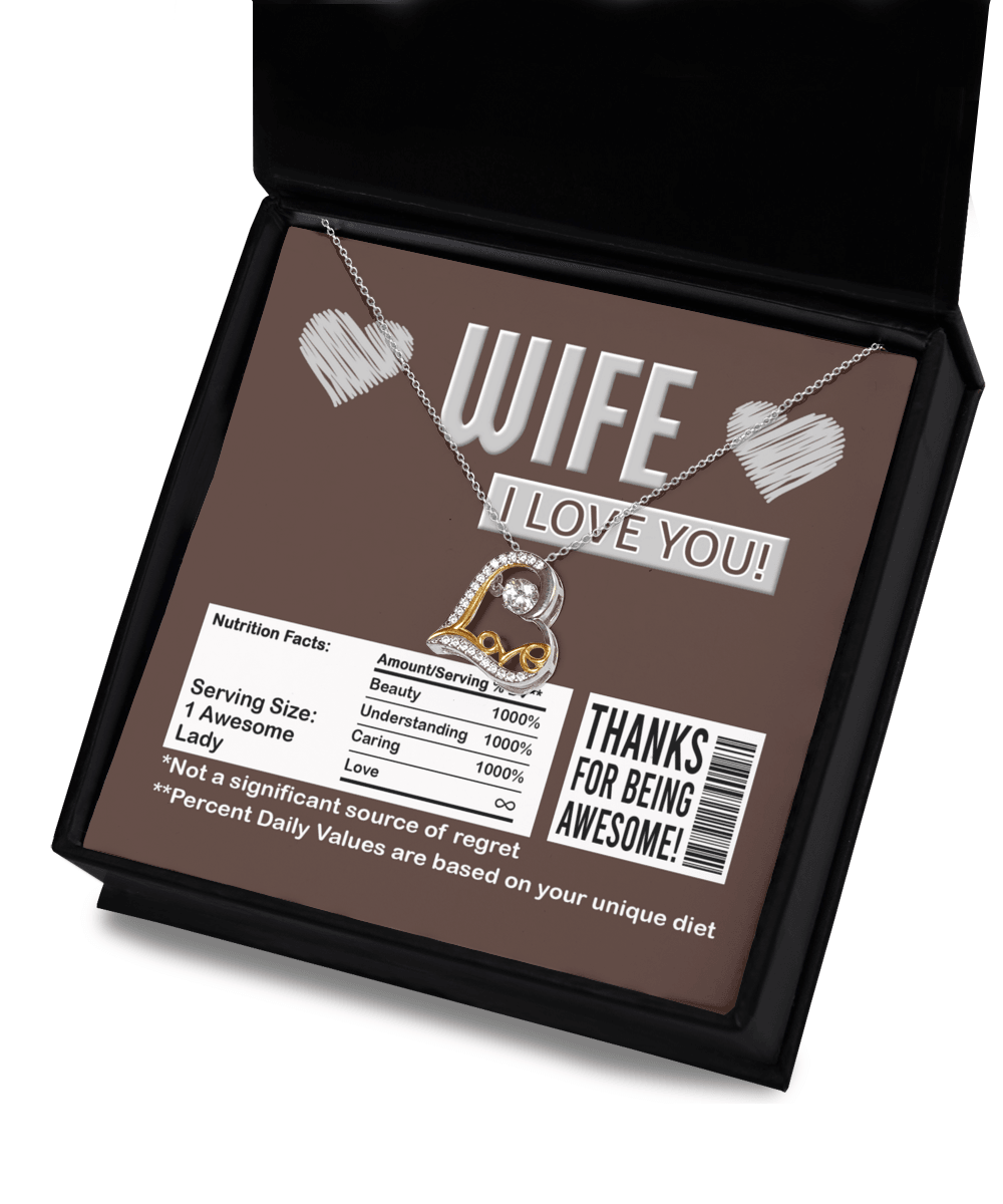 Wife Funny Nutrition Facts Love Heart Pendant Necklace Wedding Anniversary Birthday Valentine Gift From Husband - Mallard Moon Gift Shop