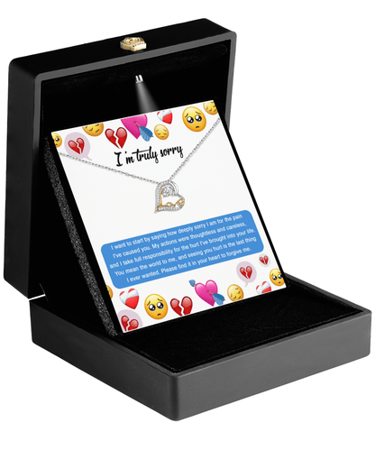 Apology Gift for Girlfriend, Wife, Soulmate - Sorry, How Deeply Sorry - Love Dancing Heart Pendant Necklace - Mallard Moon Gift Shop