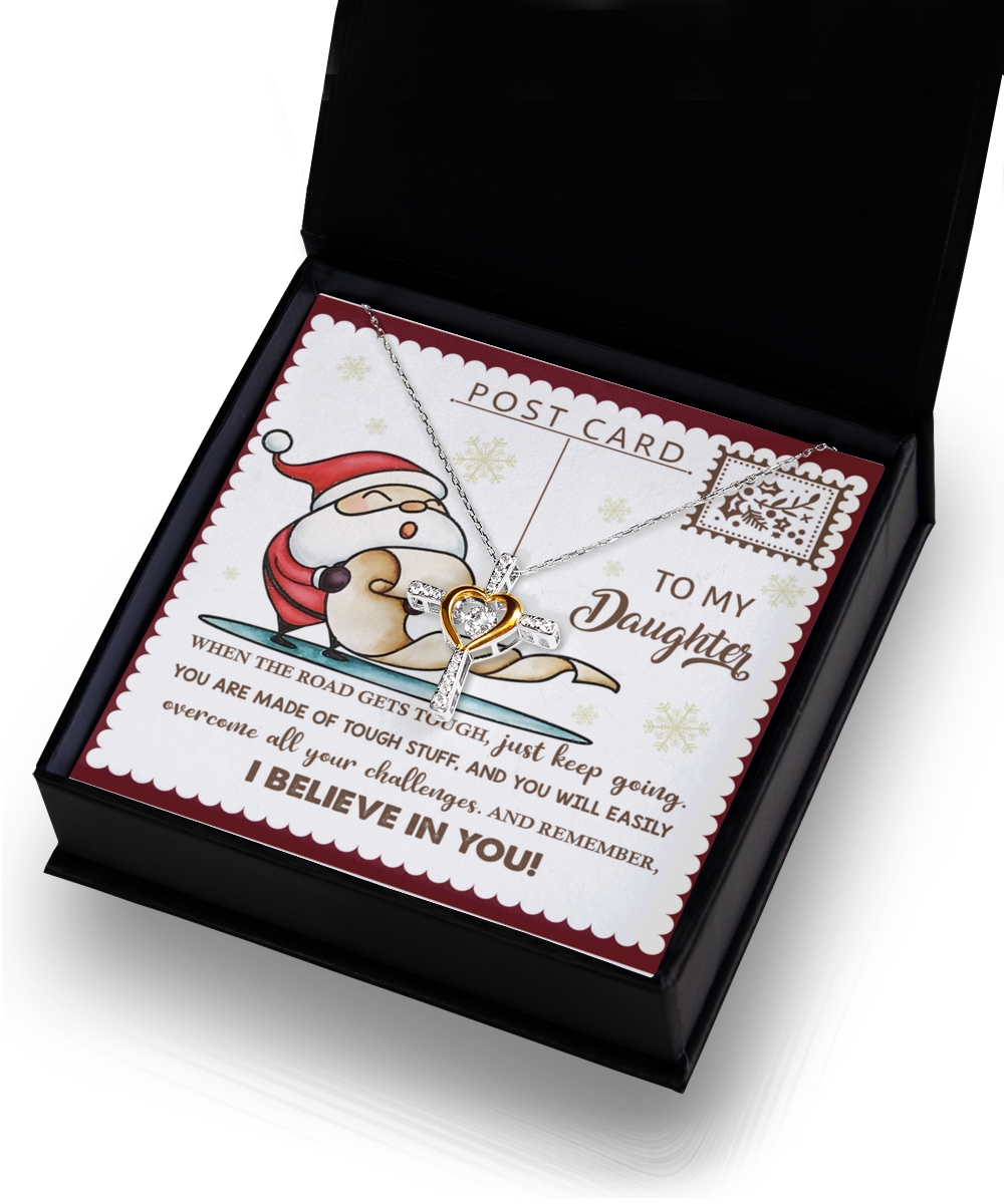 Daughter Heartfelt Gift- Keep Going - Dancing Cross Pendant Necklace - Mallard Moon Gift Shop