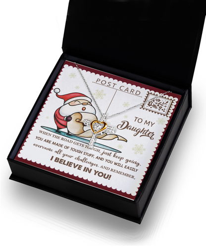 Daughter Heartfelt Gift- Keep Going - Dancing Cross Pendant Necklace - Mallard Moon Gift Shop