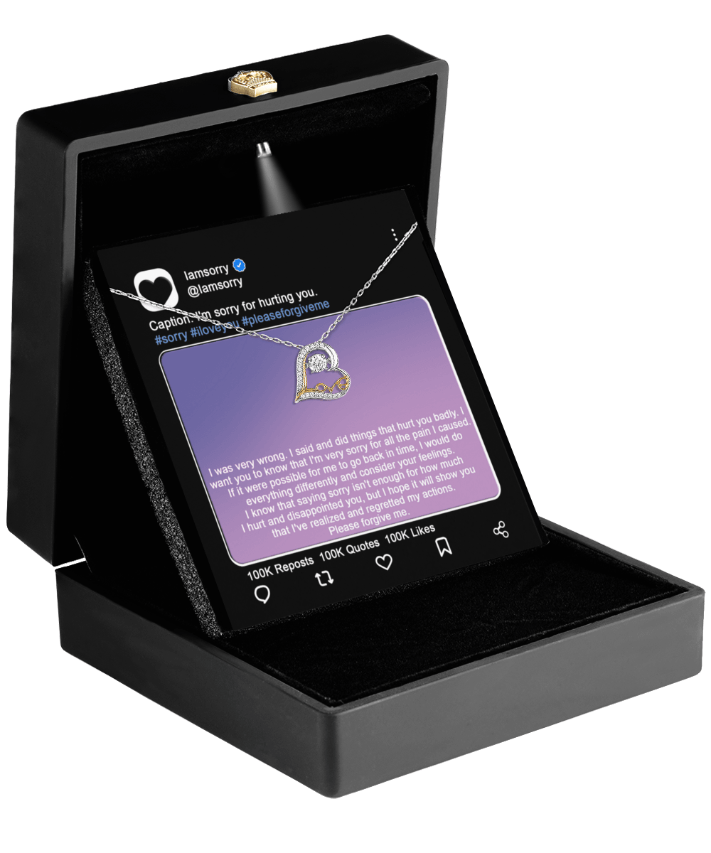 Apology Gift for Girlfriend, Wife, Soulmate - Sorry, Hurt You Badly - Love Heart Pendant Necklace - Mallard Moon Gift Shop