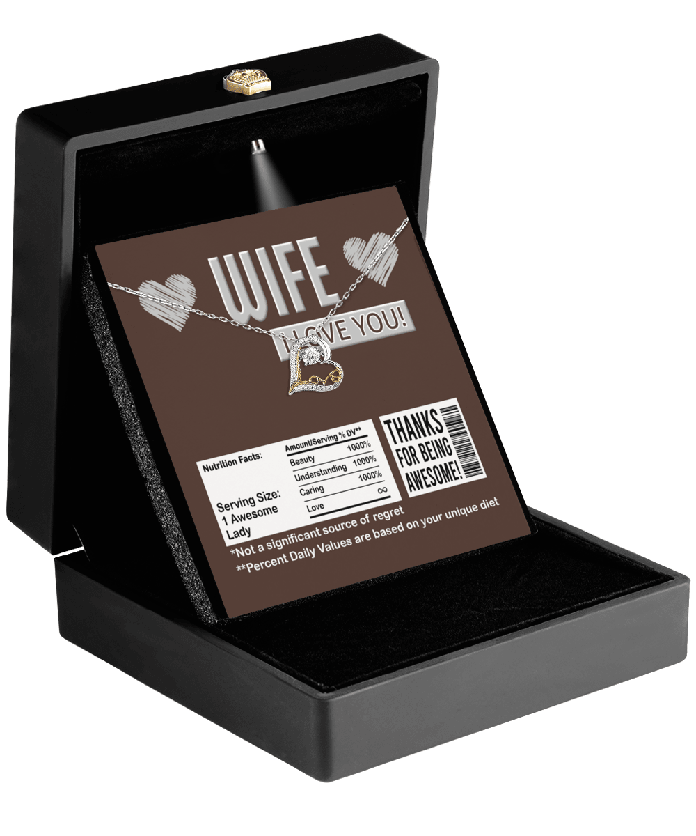 Wife Funny Nutrition Facts Love Heart Pendant Necklace Wedding Anniversary Birthday Valentine Gift From Husband - Mallard Moon Gift Shop