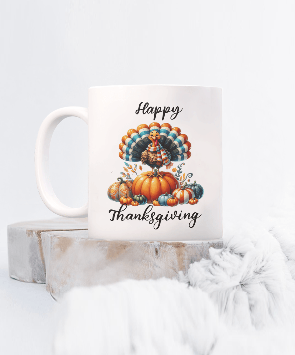 Happy Thanksgiving Ceramic Mug – Perfect for Holiday Cheer! - Mallard Moon Gift Shop