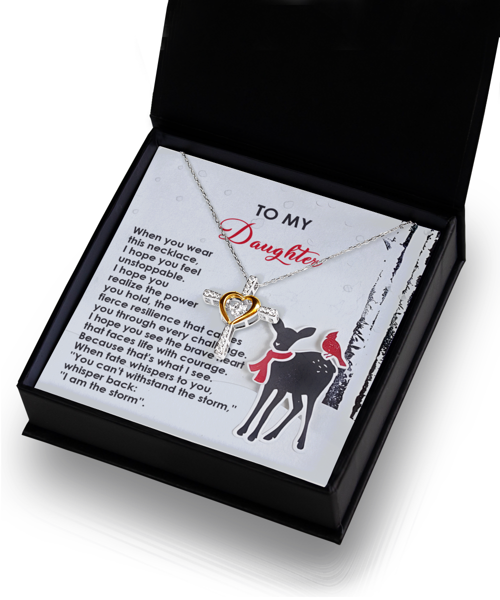 Daughter Heartfelt Gift- Every Challenge - Dancing Cross Pendant Necklace - Mallard Moon Gift Shop