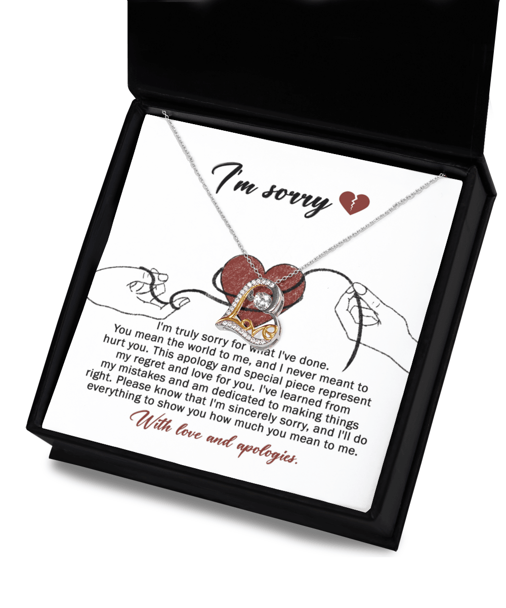 Apology Gift for Girlfriend, Wife, Soulmate - Sorry, Mean The World - Love Dancing Heart Pendant Necklace - Mallard Moon Gift Shop